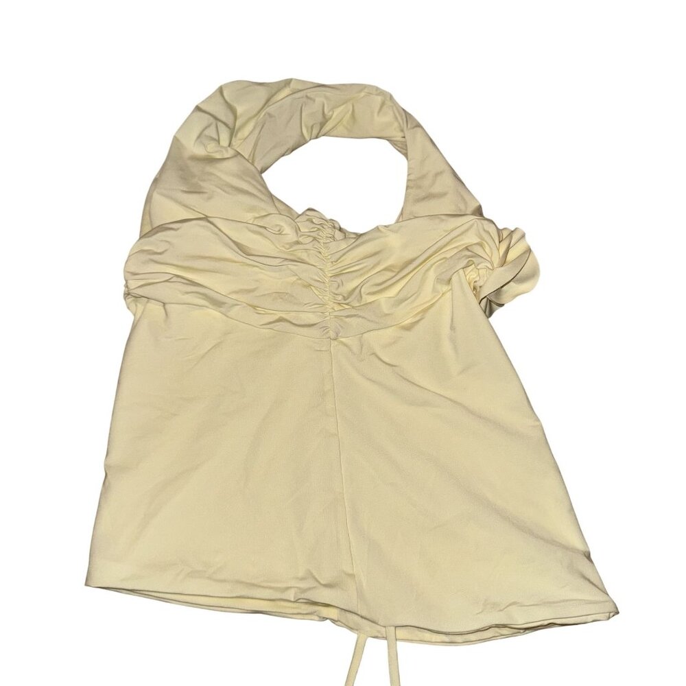 Maygel Coronel Vanilla Yellow Rosette Stretch Top Women's One Size OS